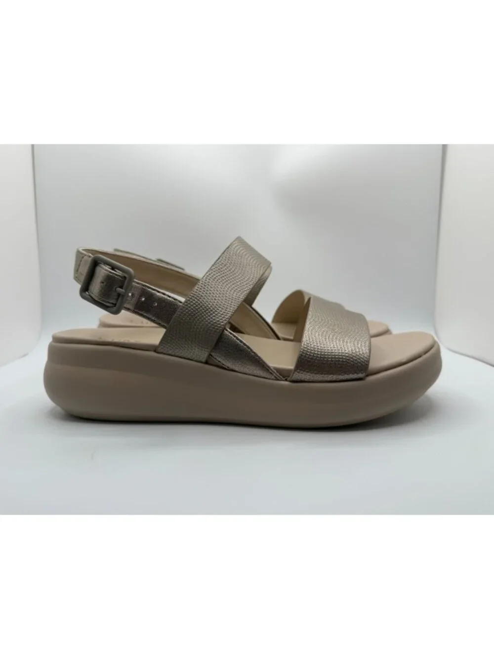 Naturalizer Coast Wedge Sandals Women Size 9W Metallic Mauve Strappy Shoes-NWOT